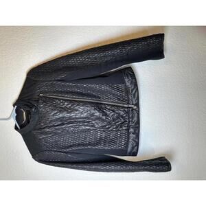 Karen Miller Women’s Sz 6 Black Motorcycle Jacket Quilted Asymmetrical Zipper
